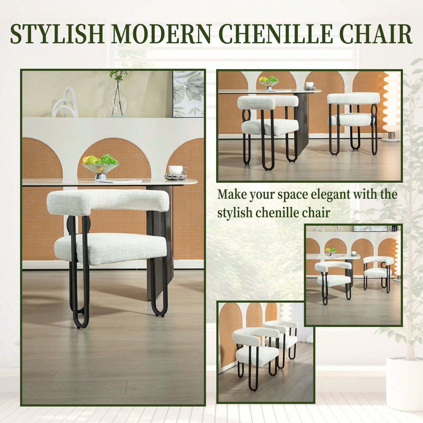Stylish Chenille Fabric Upholstered Barrel Accent Chairs For Living Room – Set Of 2 Beige Kitchen Armchairs