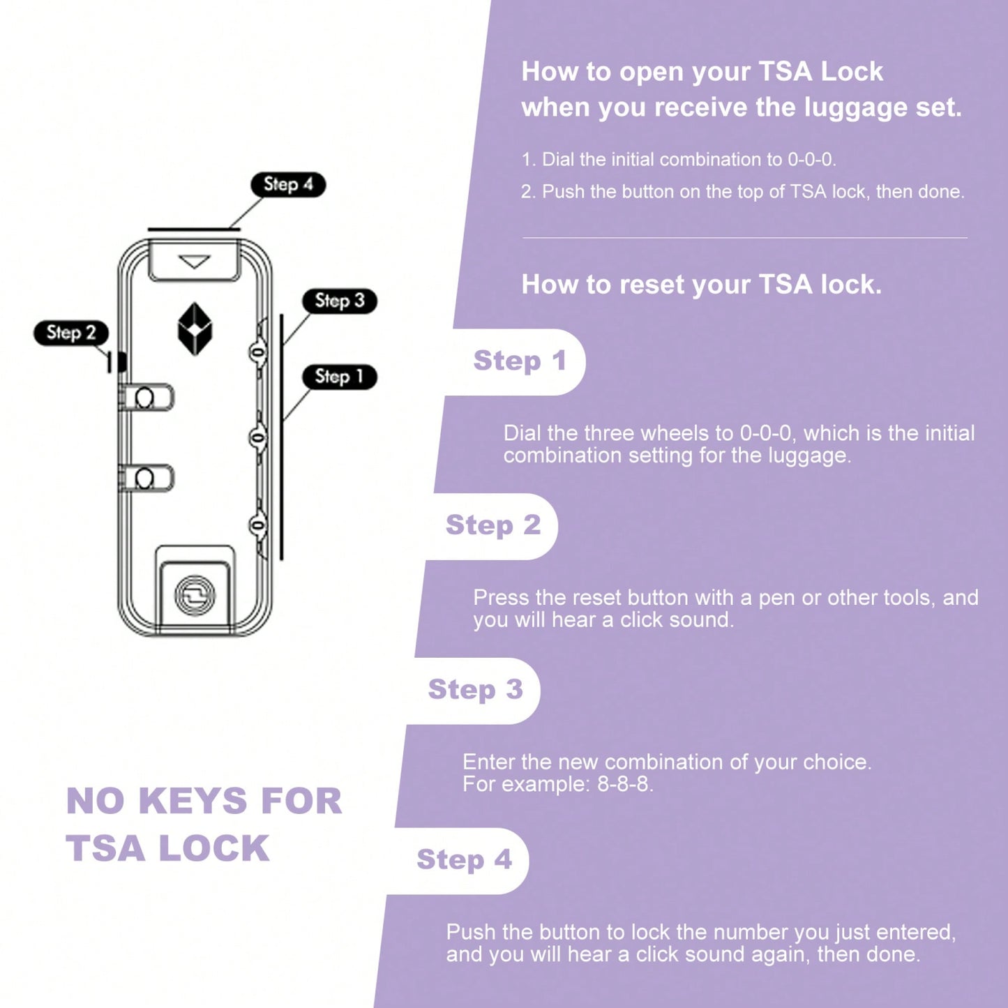 Lightweight 3-Piece ABS Luggage Set With Spinner Wheels And TSA Lock - Lavender Purple Travel Case (20/24/28)