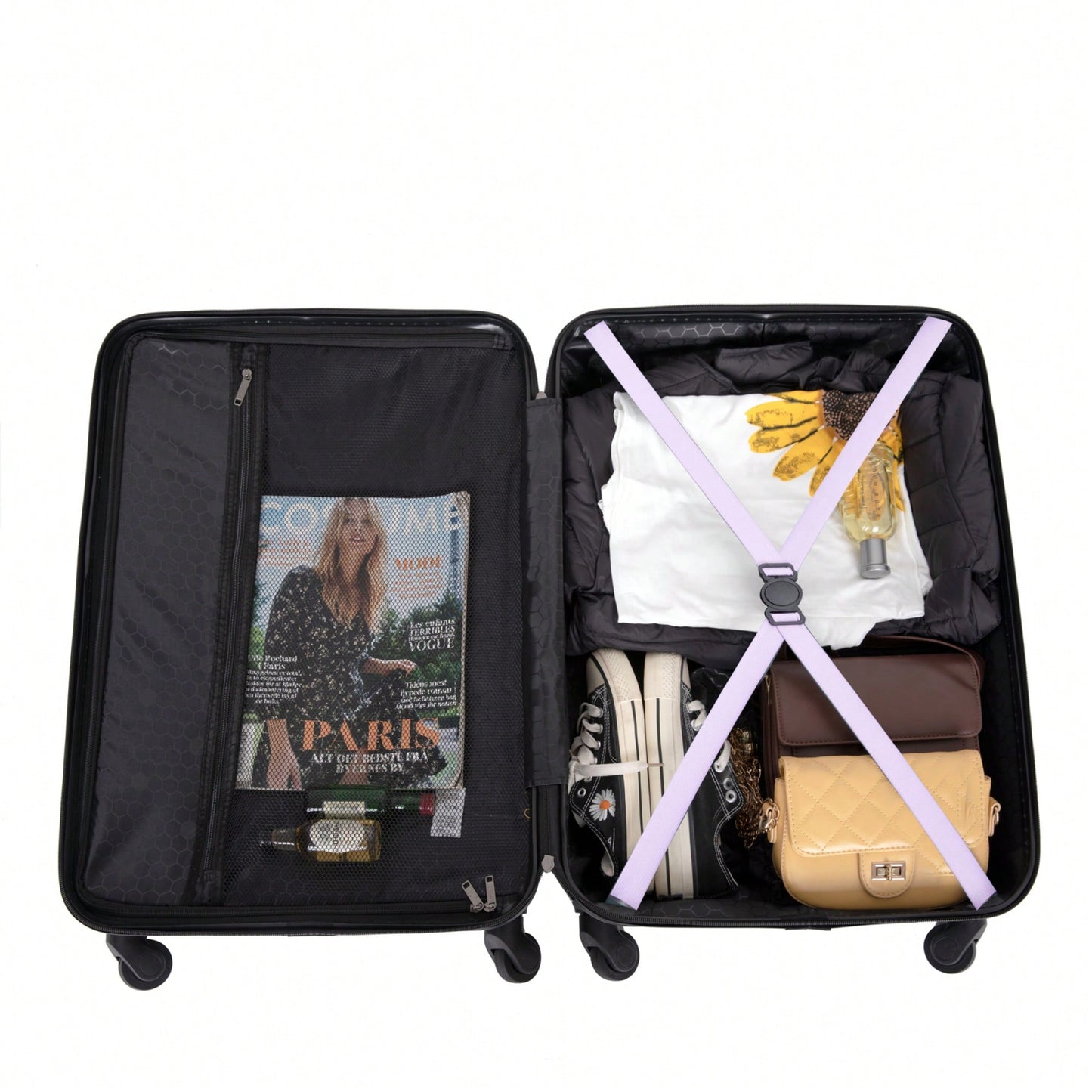Lightweight 3-Piece ABS Luggage Set With Spinner Wheels And TSA Lock - Lavender Purple Travel Case (20/24/28)
