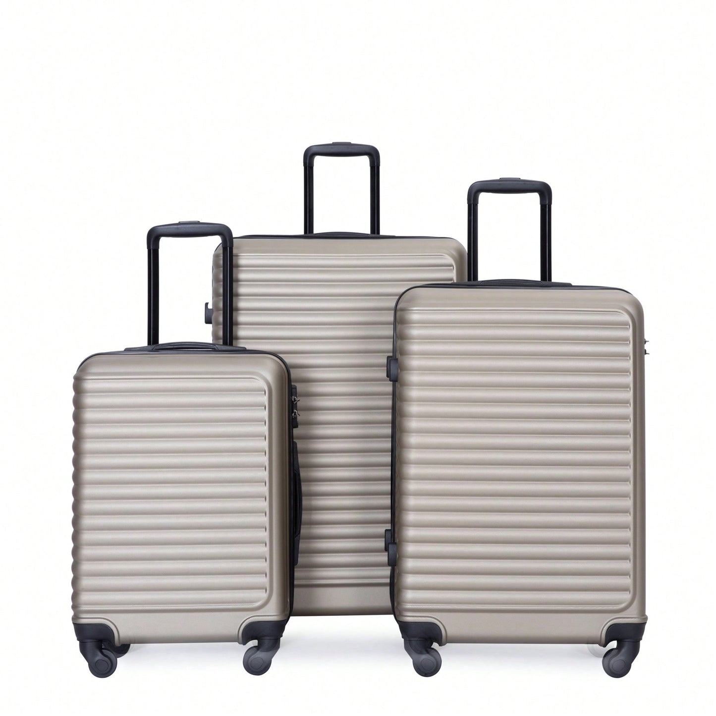 Stylish 3-Piece Lightweight Luggage Set With Spinner Wheels, Two Hooks & TSA Lock - Pink Suits For Travel (20/24/28)