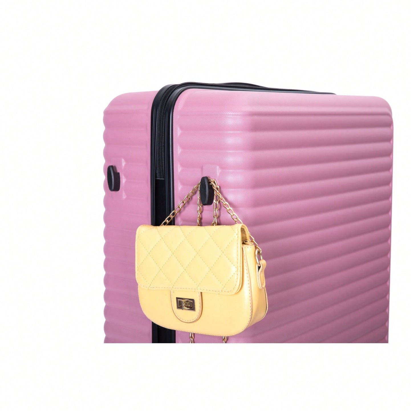 Stylish 3-Piece Lightweight Luggage Set With Spinner Wheels, Two Hooks & TSA Lock - Pink Suits For Travel (20/24/28)
