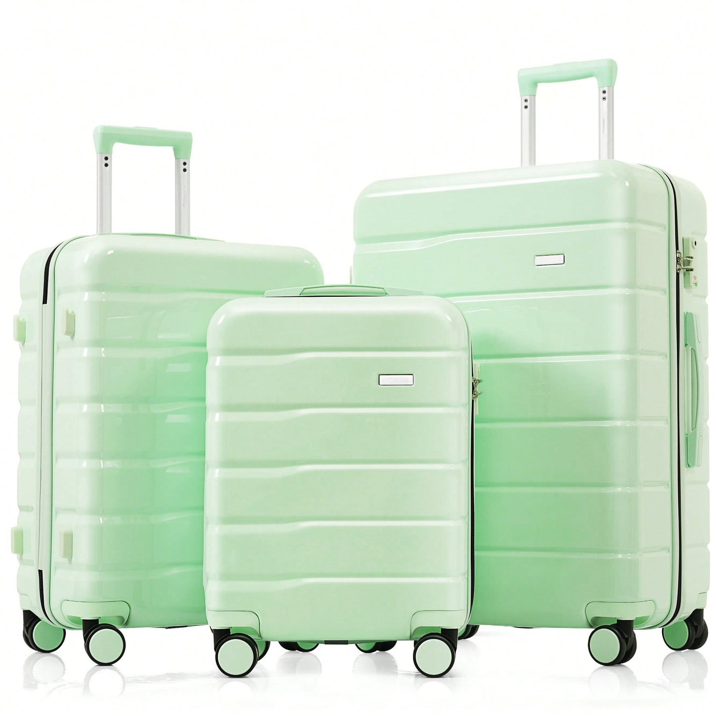 Premium 3-Piece White ABS Hard Shell Luggage Set with TSA Lock 20 24 28 Inch Spinner Wheels