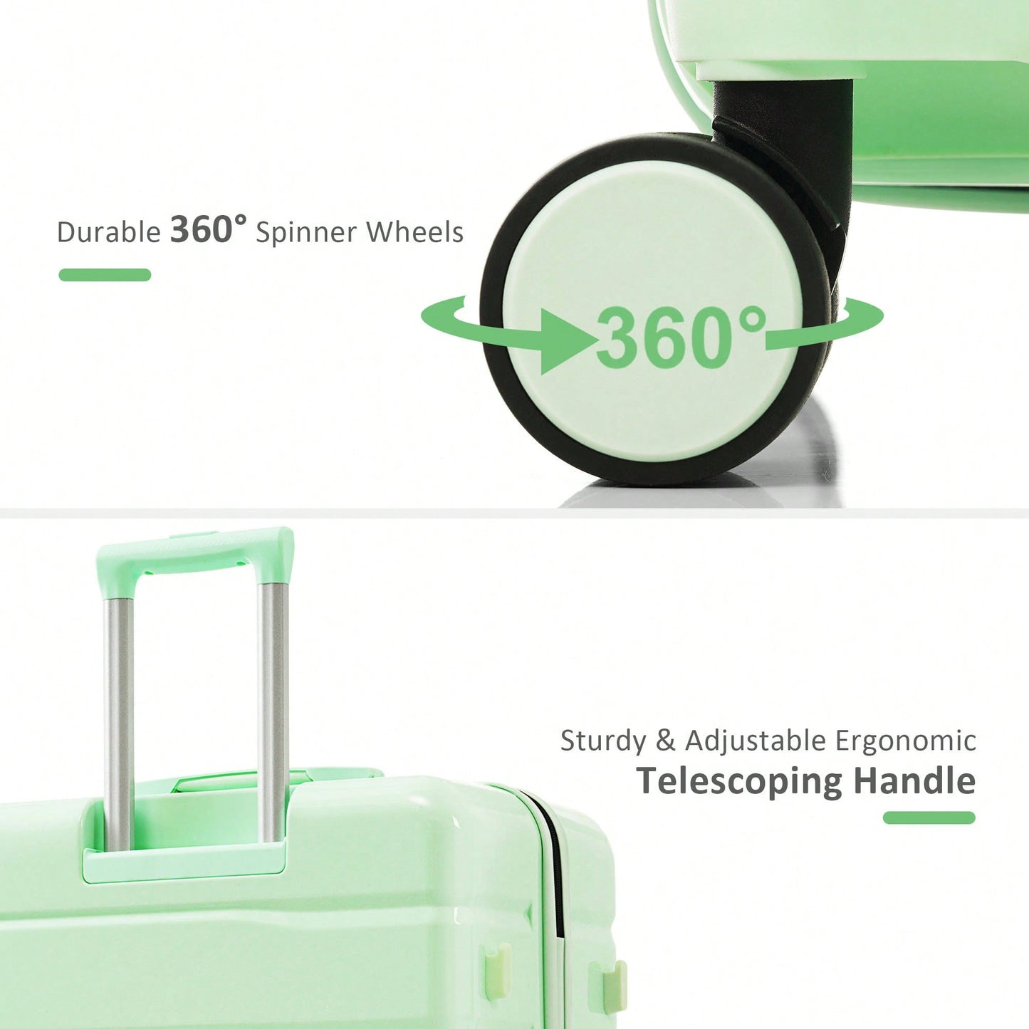 Premium 3-Piece White ABS Hard Shell Luggage Set with TSA Lock 20 24 28 Inch Spinner Wheels