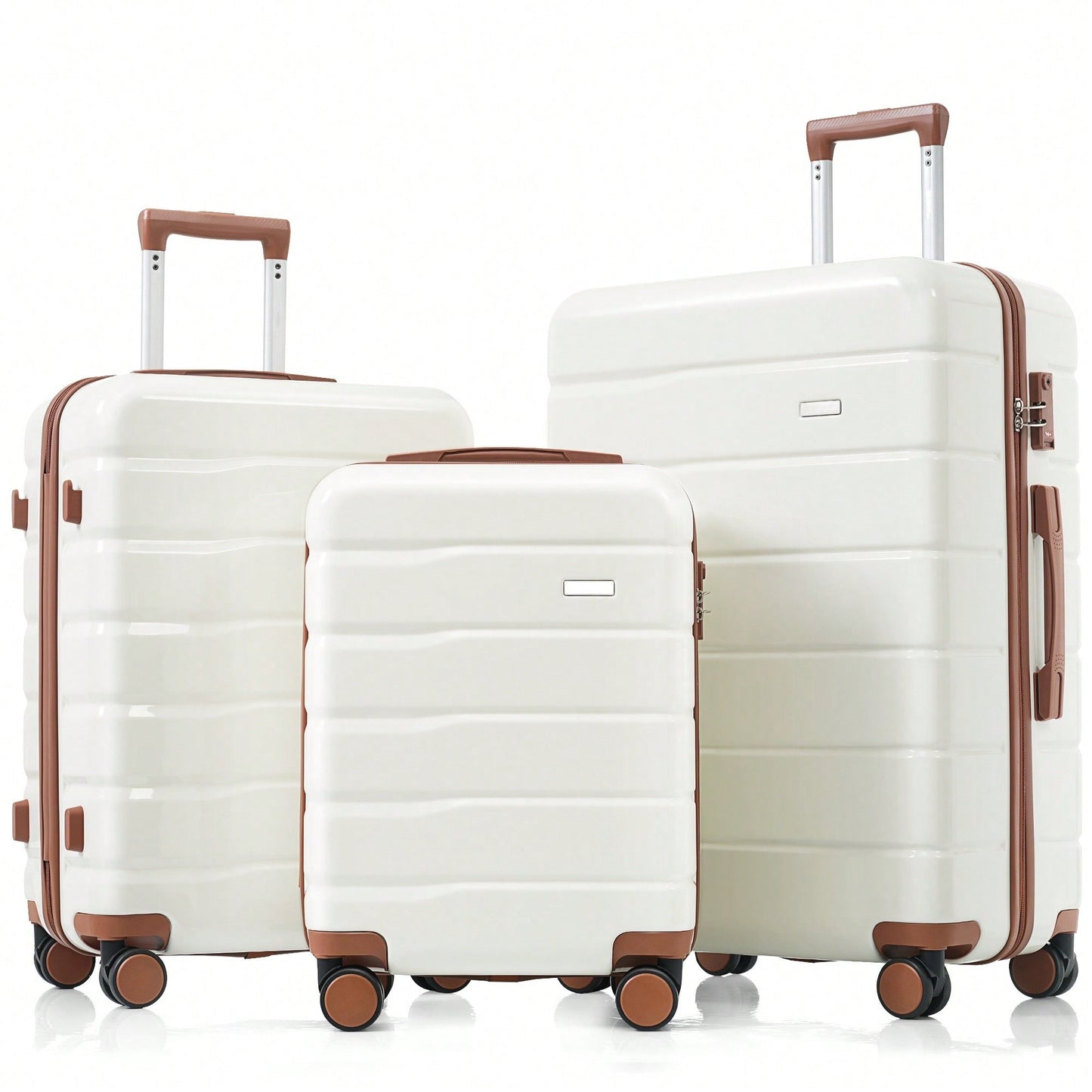 Premium 3-Piece White ABS Hard Shell Luggage Set with TSA Lock 20 24 28 Inch Spinner Wheels