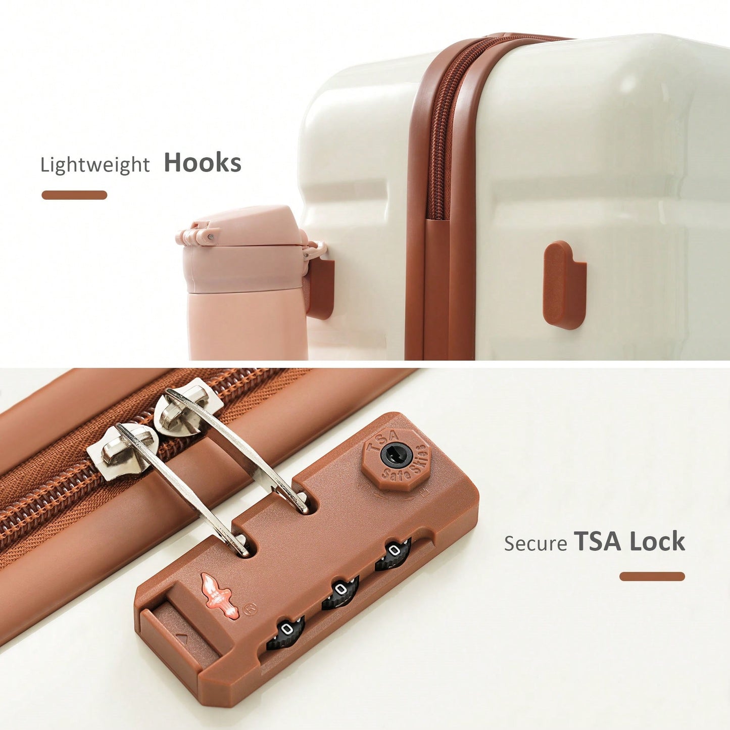 Premium 3-Piece White ABS Hard Shell Luggage Set with TSA Lock 20 24 28 Inch Spinner Wheels