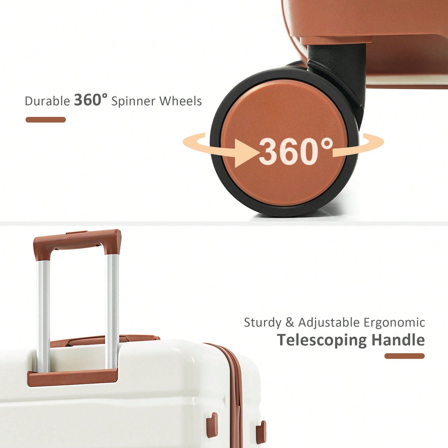 Premium 3-Piece White ABS Hard Shell Luggage Set with TSA Lock 20 24 28 Inch Spinner Wheels