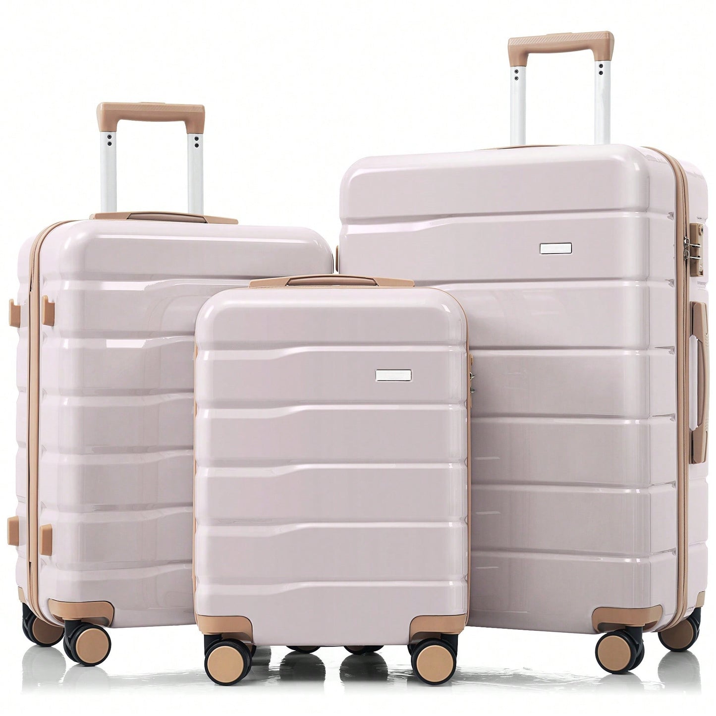 Premium 3-Piece White ABS Hard Shell Luggage Set with TSA Lock 20 24 28 Inch Spinner Wheels