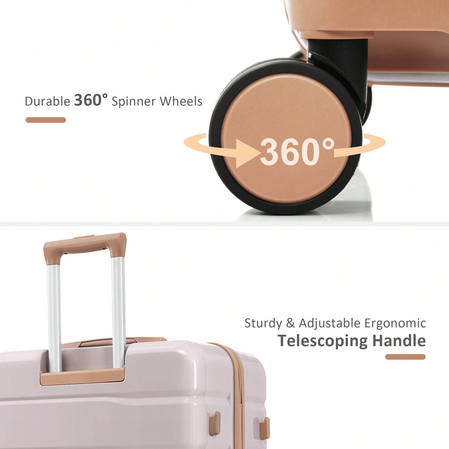 Premium 3-Piece White ABS Hard Shell Luggage Set with TSA Lock 20 24 28 Inch Spinner Wheels