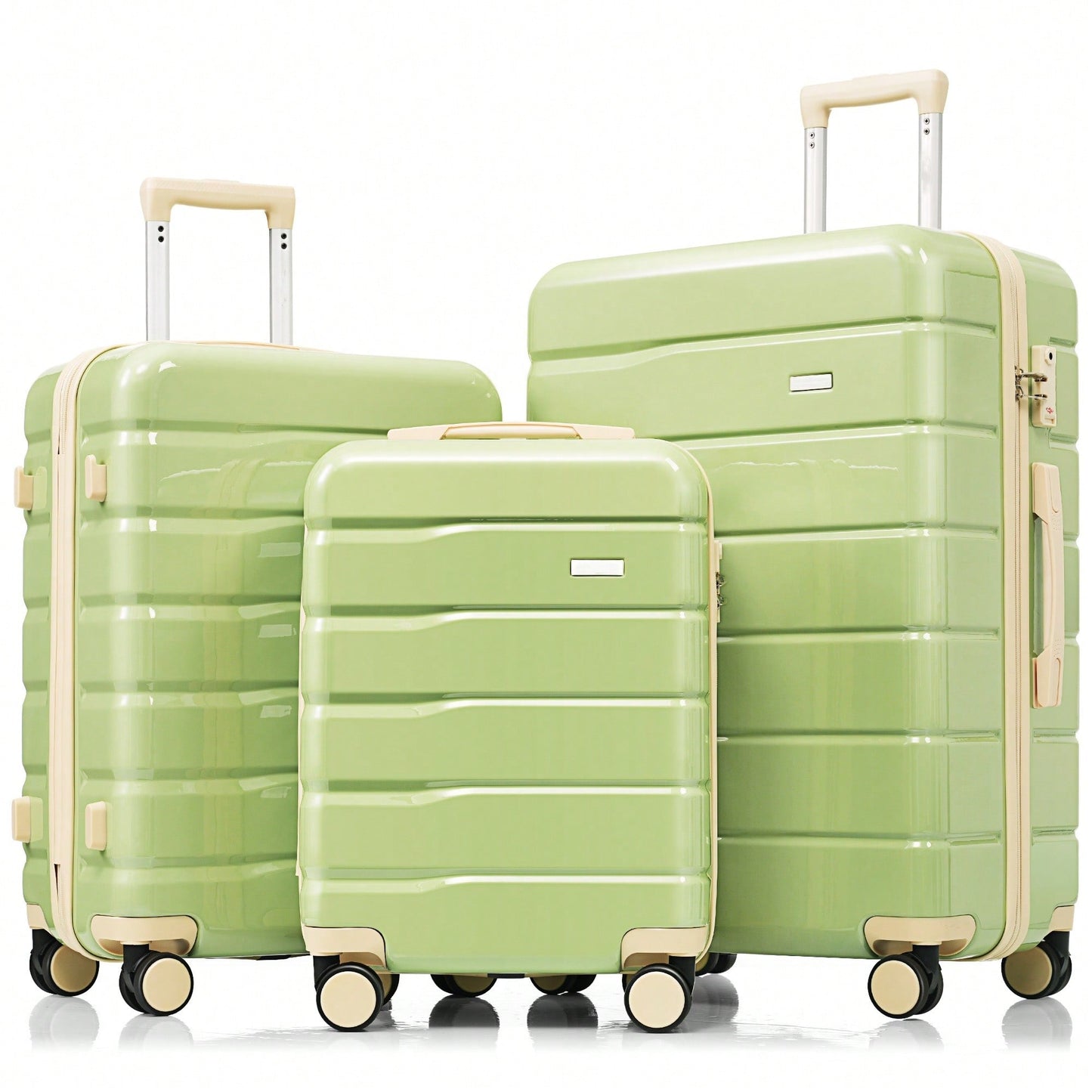 Premium 3-Piece White ABS Hard Shell Luggage Set with TSA Lock 20 24 28 Inch Spinner Wheels