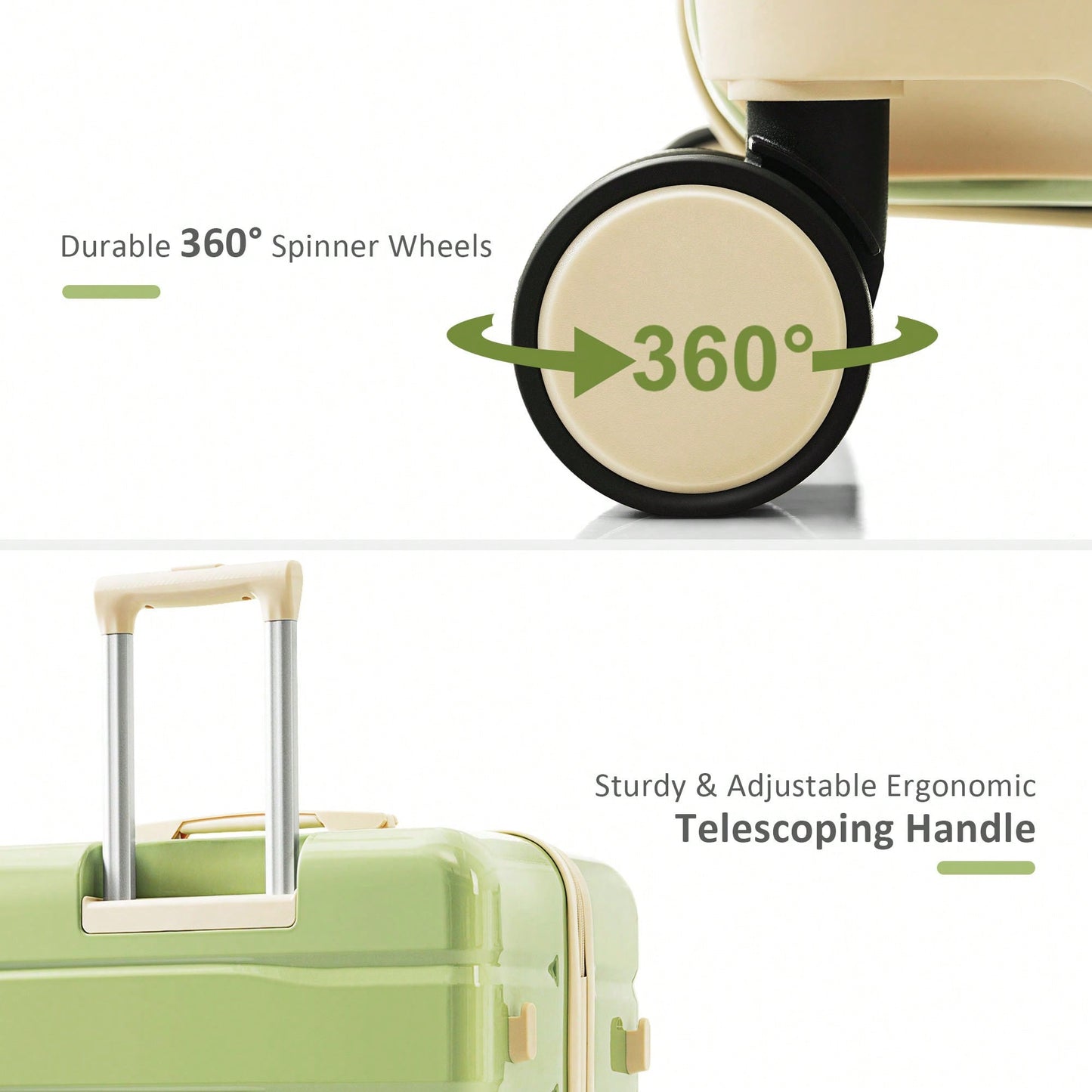 Premium 3-Piece White ABS Hard Shell Luggage Set with TSA Lock 20 24 28 Inch Spinner Wheels