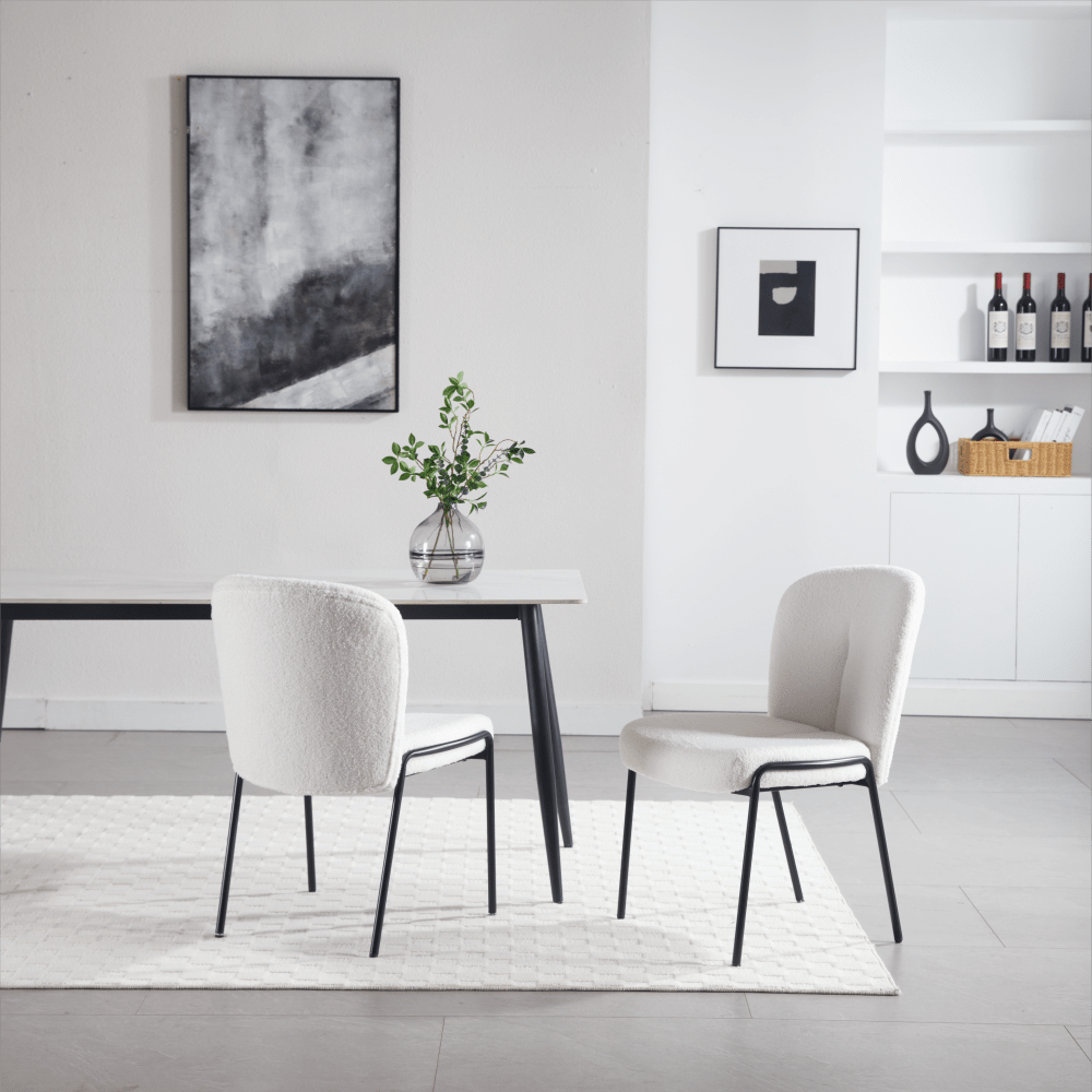 Set Of 2 High Back Iron Dining Chairs Without Armrests For Dining Room, Living Room, Or Balcony
