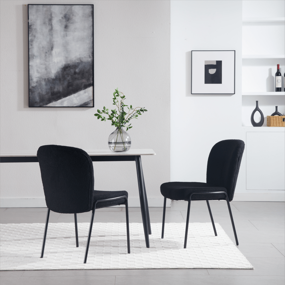 Set Of 2 High Back Iron Dining Chairs Without Armrests For Dining Room, Living Room, Or Balcony