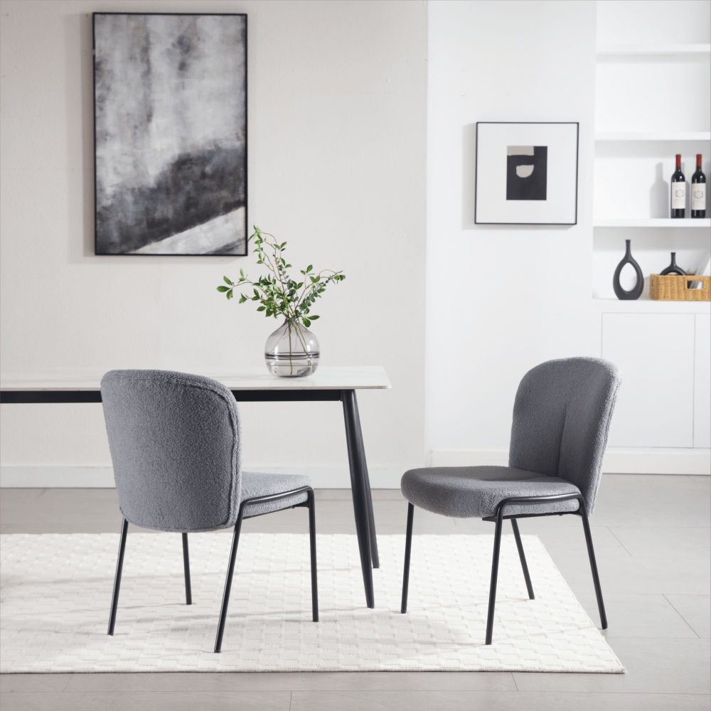 Set Of 2 High Back Iron Dining Chairs Without Armrests For Dining Room, Living Room, Or Balcony