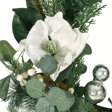 Elegant 21.75-Inch Floral Wreath With Leaves And Magnolia Accents For Home Decor