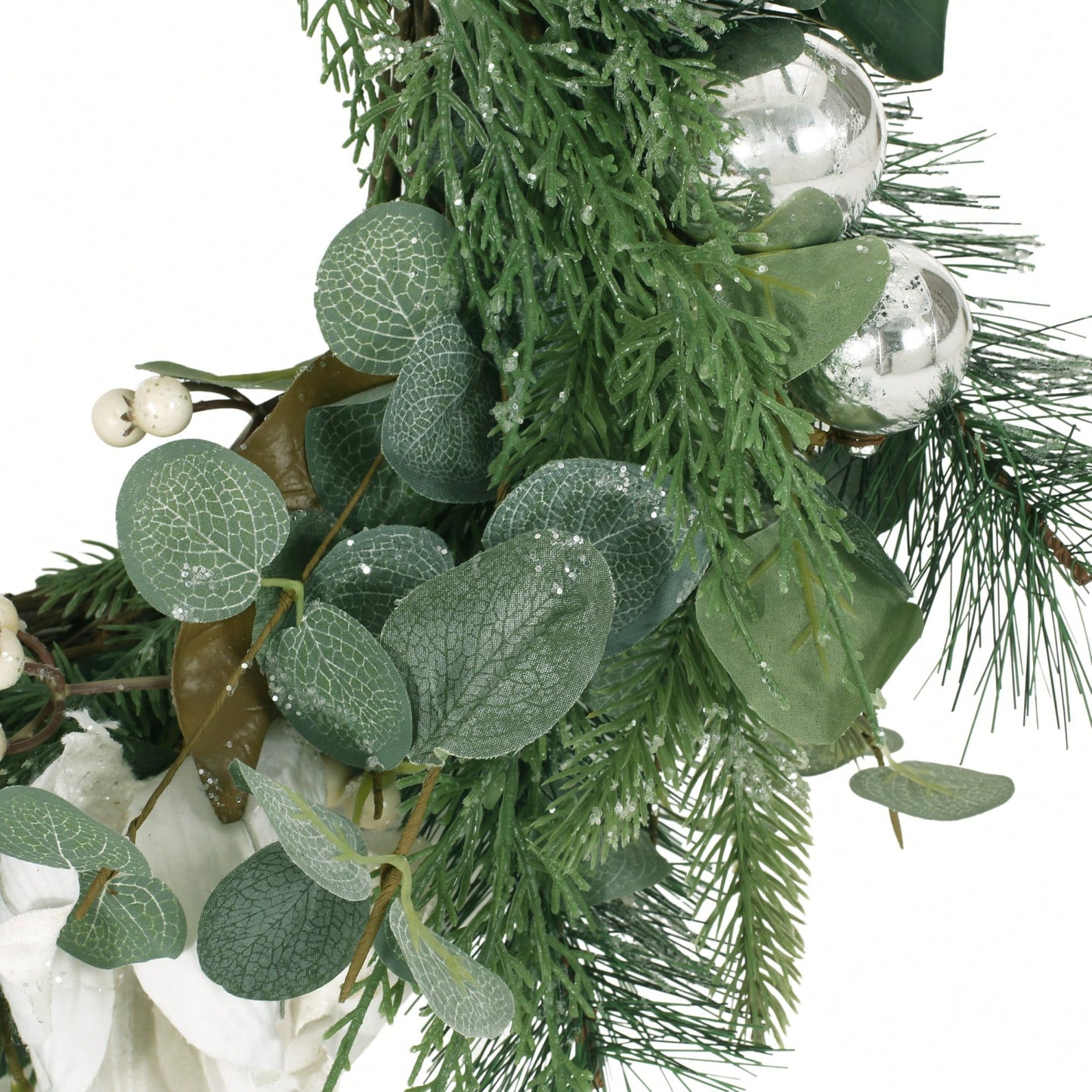 Elegant 21.75-Inch Floral Wreath With Leaves And Magnolia Accents For Home Decor