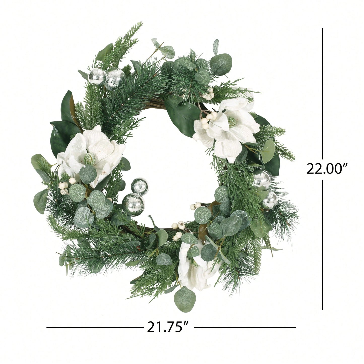 Elegant 21.75-Inch Floral Wreath With Leaves And Magnolia Accents For Home Decor