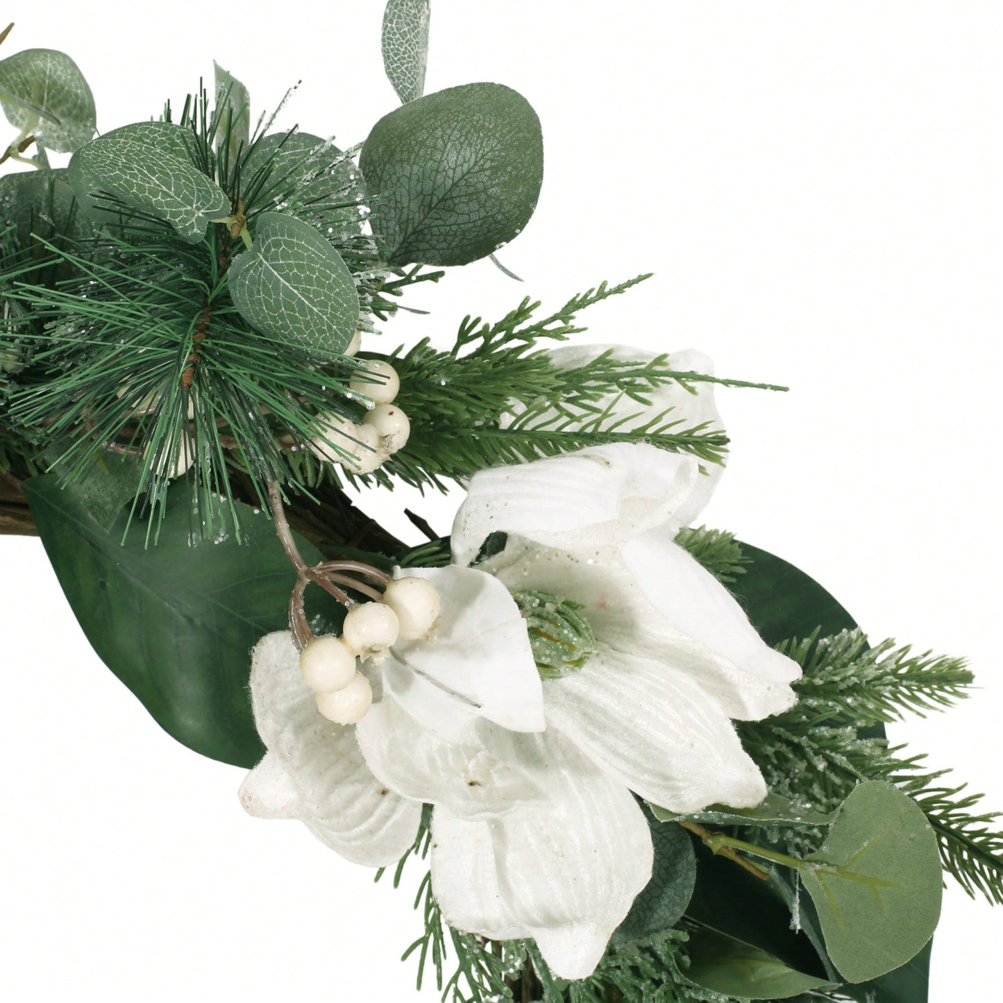 Elegant 21.75-Inch Floral Wreath With Leaves And Magnolia Accents For Home Decor
