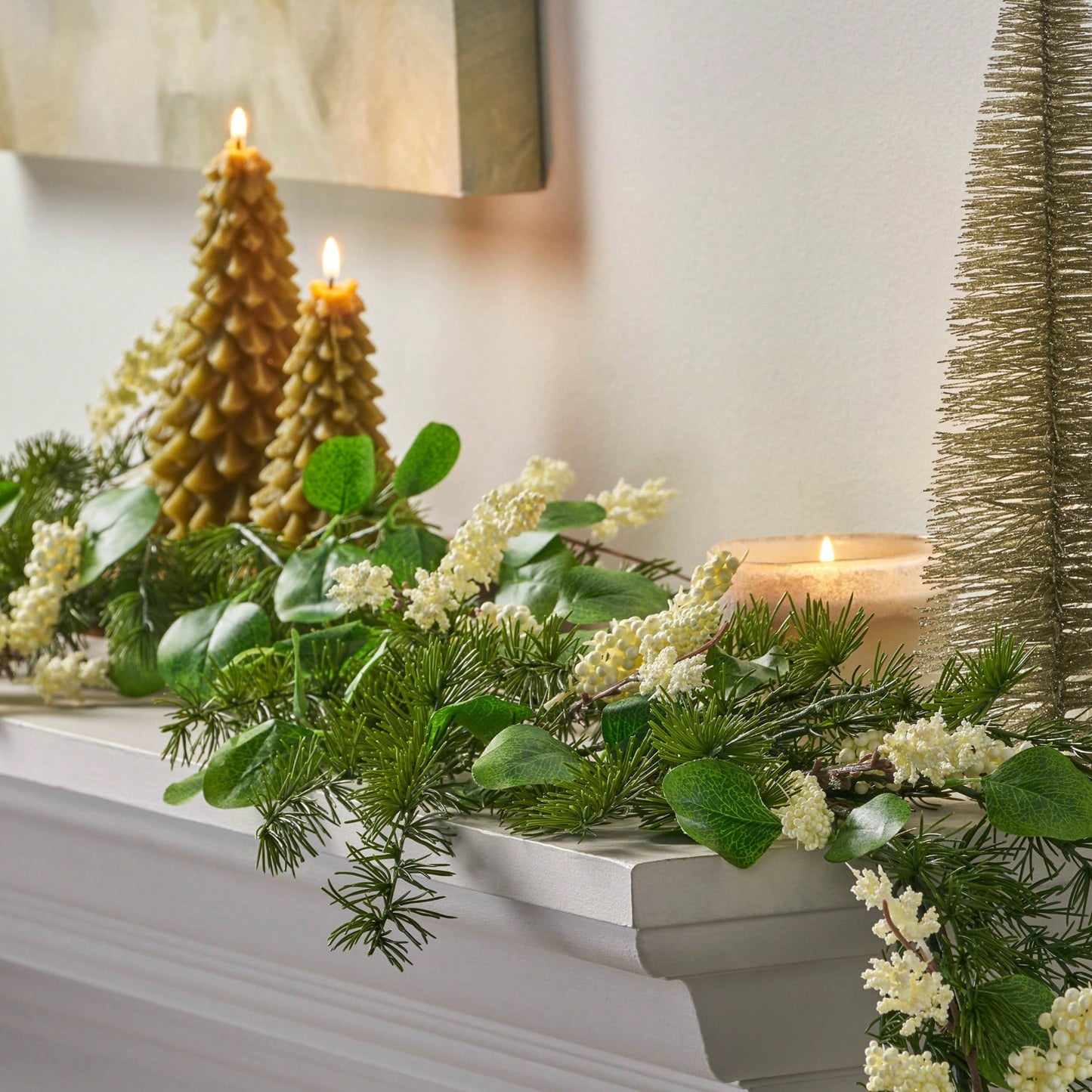 5-Foot Lush Leaves And Berry Garland For Festive Decor And Home Accents