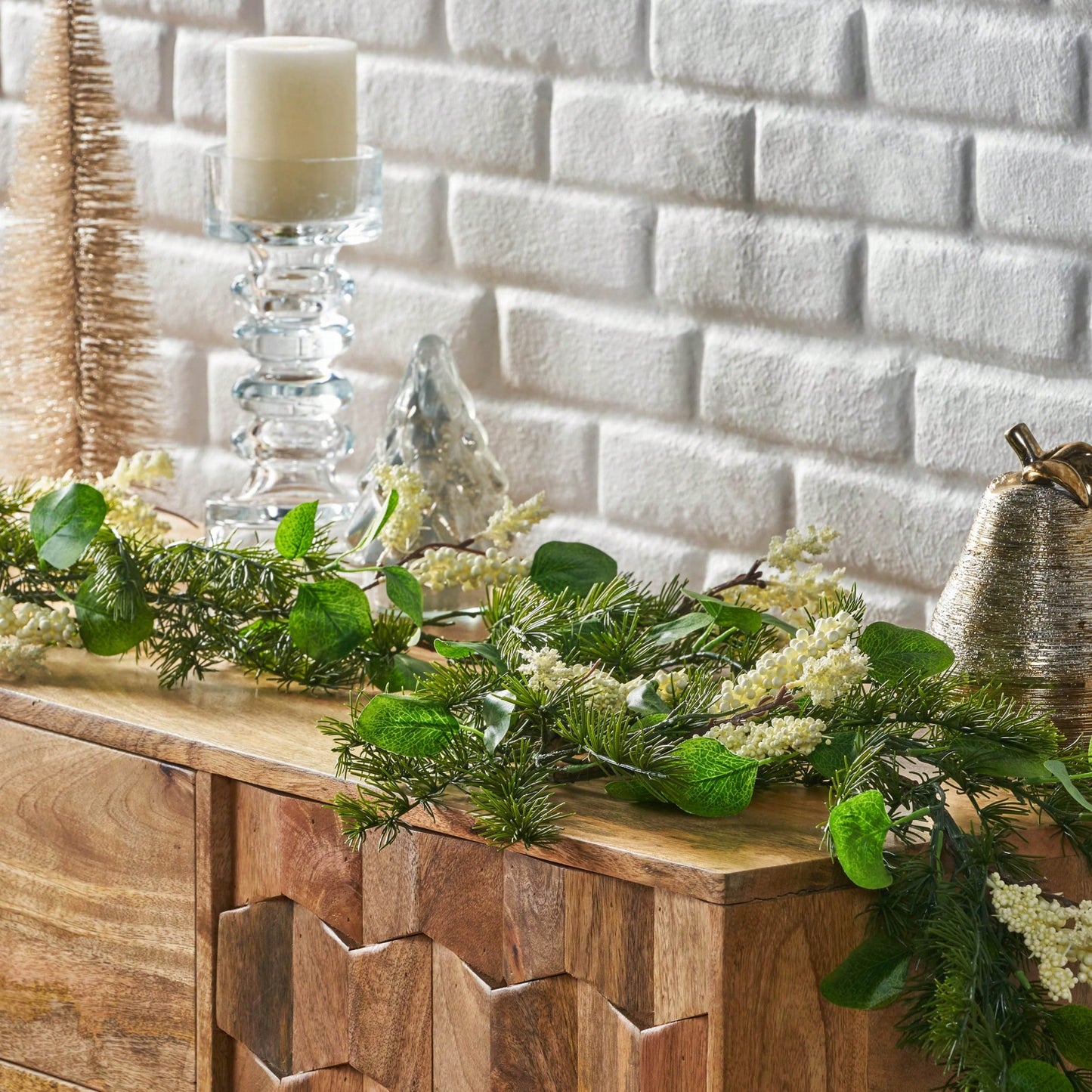 5-Foot Lush Leaves And Berry Garland For Festive Decor And Home Accents