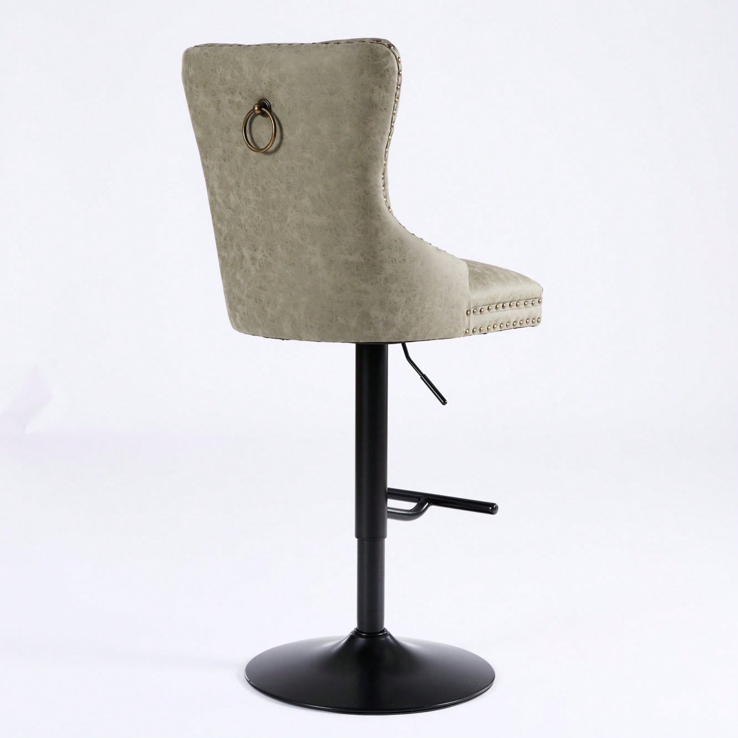 Olive Green Adjustable Height Aged Retro PU Swivel Bar Stools Set of 2 with Comfortable Tufted Back for Kitchen Island and Home Pub