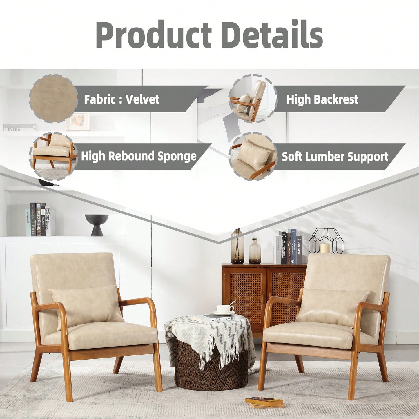 Stylish Modern Accent Chair With Solid Wood Frame And Plush Cushion For Living Room, Bedroom, Or Guest Room In Black PU