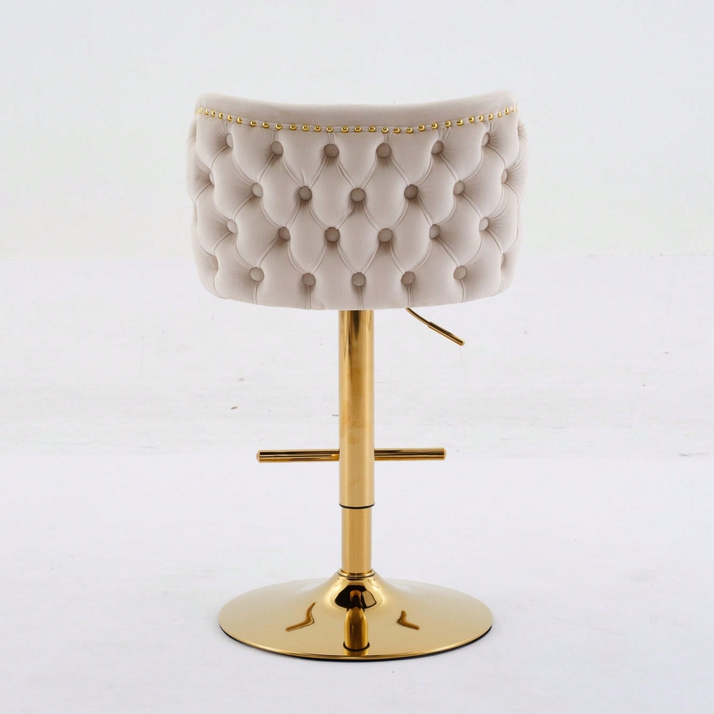 Elegant Adjustable Swivel Barstools with Gold Base Velvet Upholstered Tufted Back for Kitchen Islands and Home Bars Set of 2 Black