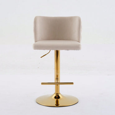Elegant Adjustable Swivel Barstools with Gold Base Velvet Upholstered Tufted Back for Kitchen Islands and Home Bars Set of 2 Black