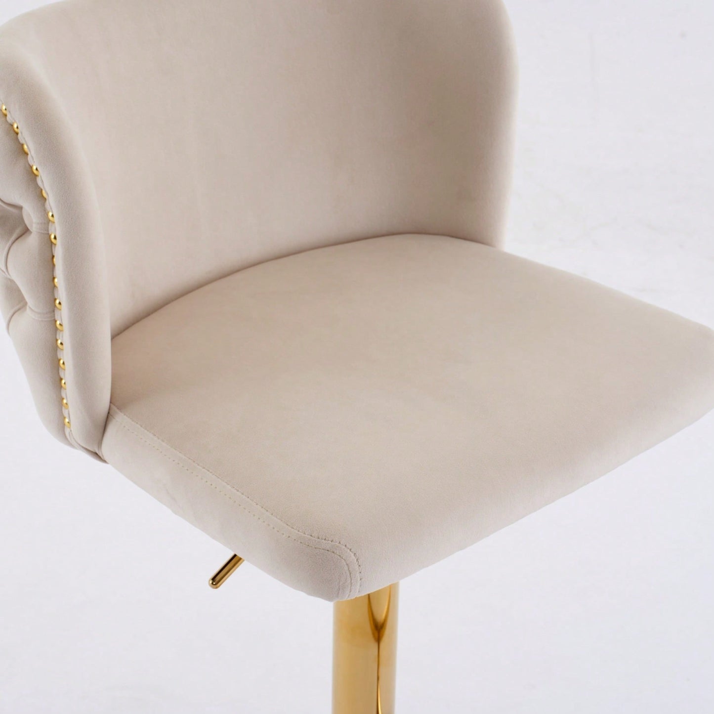 Elegant Adjustable Swivel Barstools with Gold Base Velvet Upholstered Tufted Back for Kitchen Islands and Home Bars Set of 2 Black