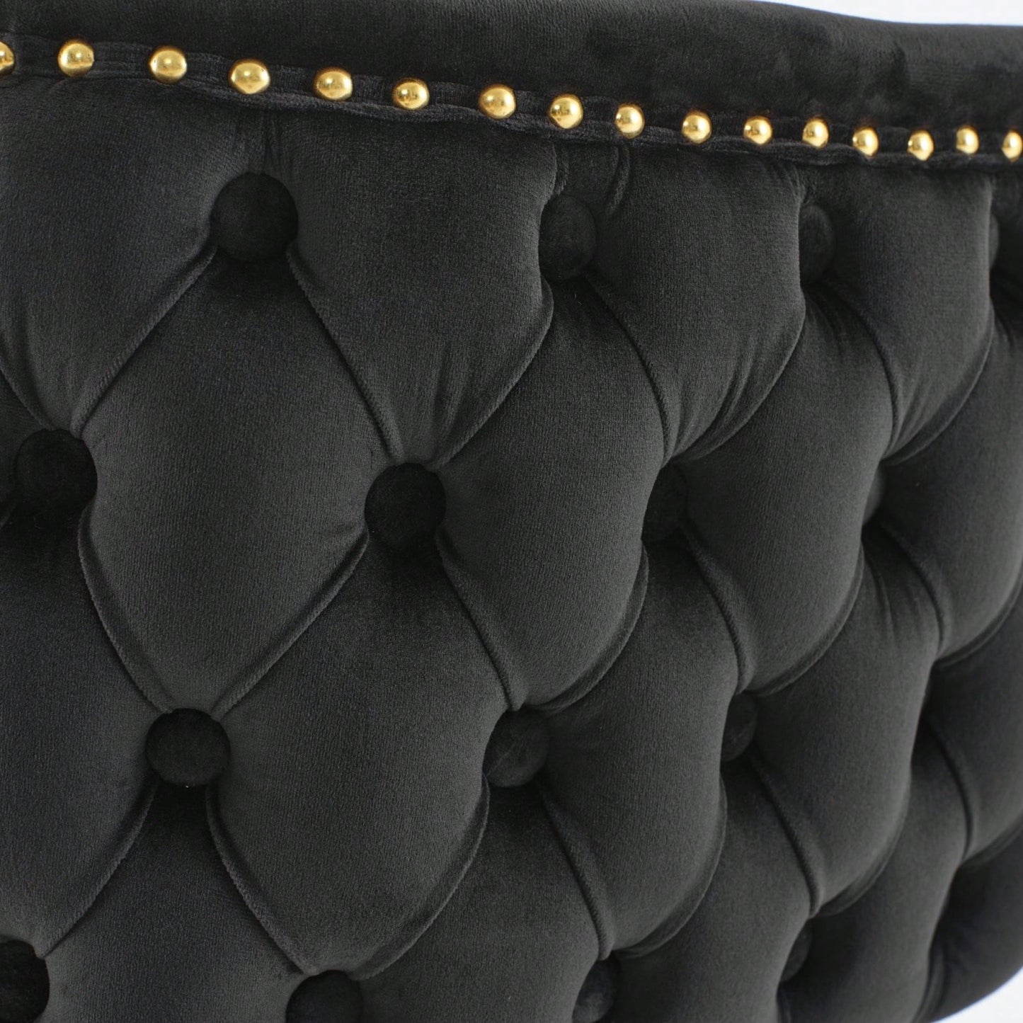 Elegant Adjustable Swivel Barstools with Gold Base Velvet Upholstered Tufted Back for Kitchen Islands and Home Bars Set of 2 Black