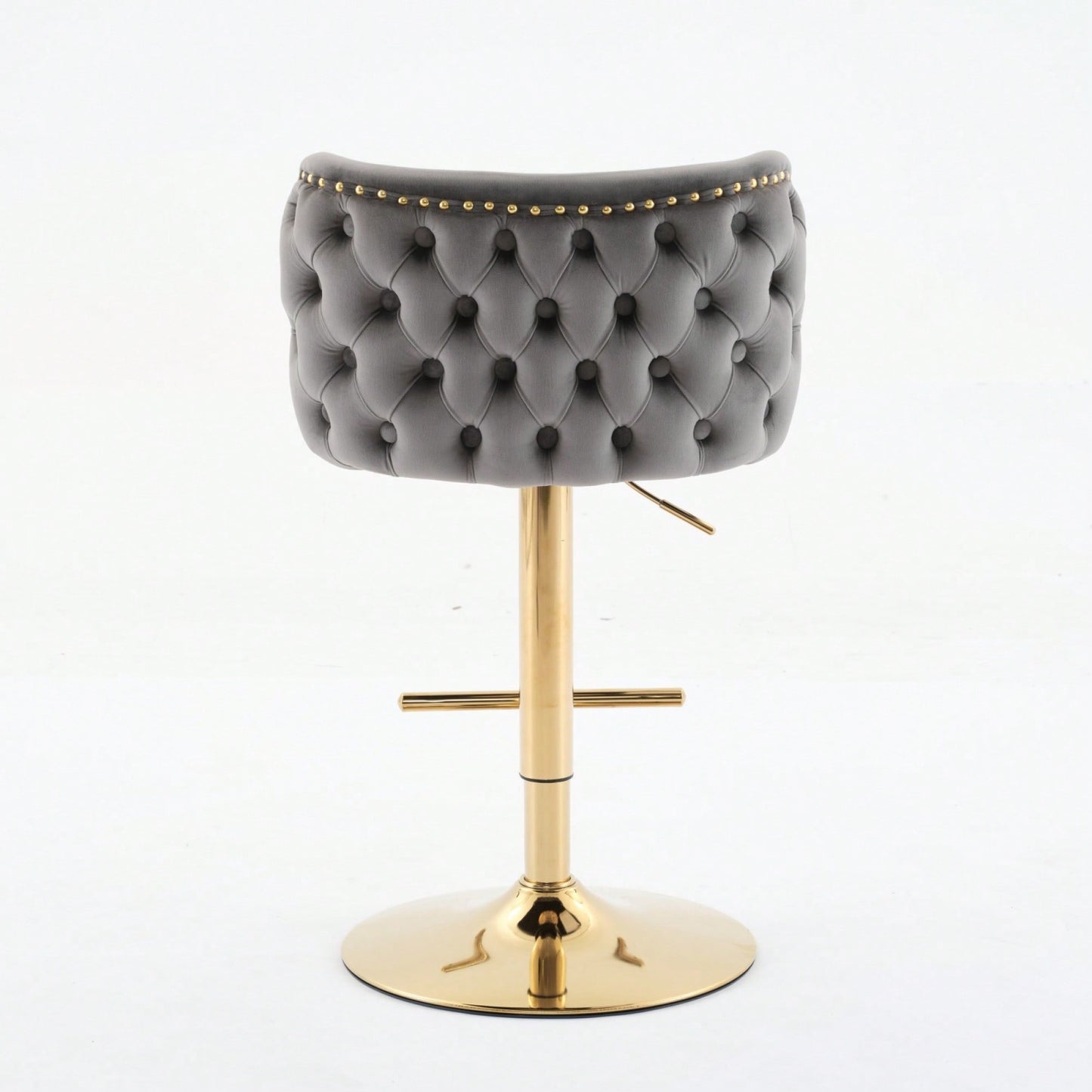 Elegant Adjustable Swivel Barstools with Gold Base Velvet Upholstered Tufted Back for Kitchen Islands and Home Bars Set of 2 Black