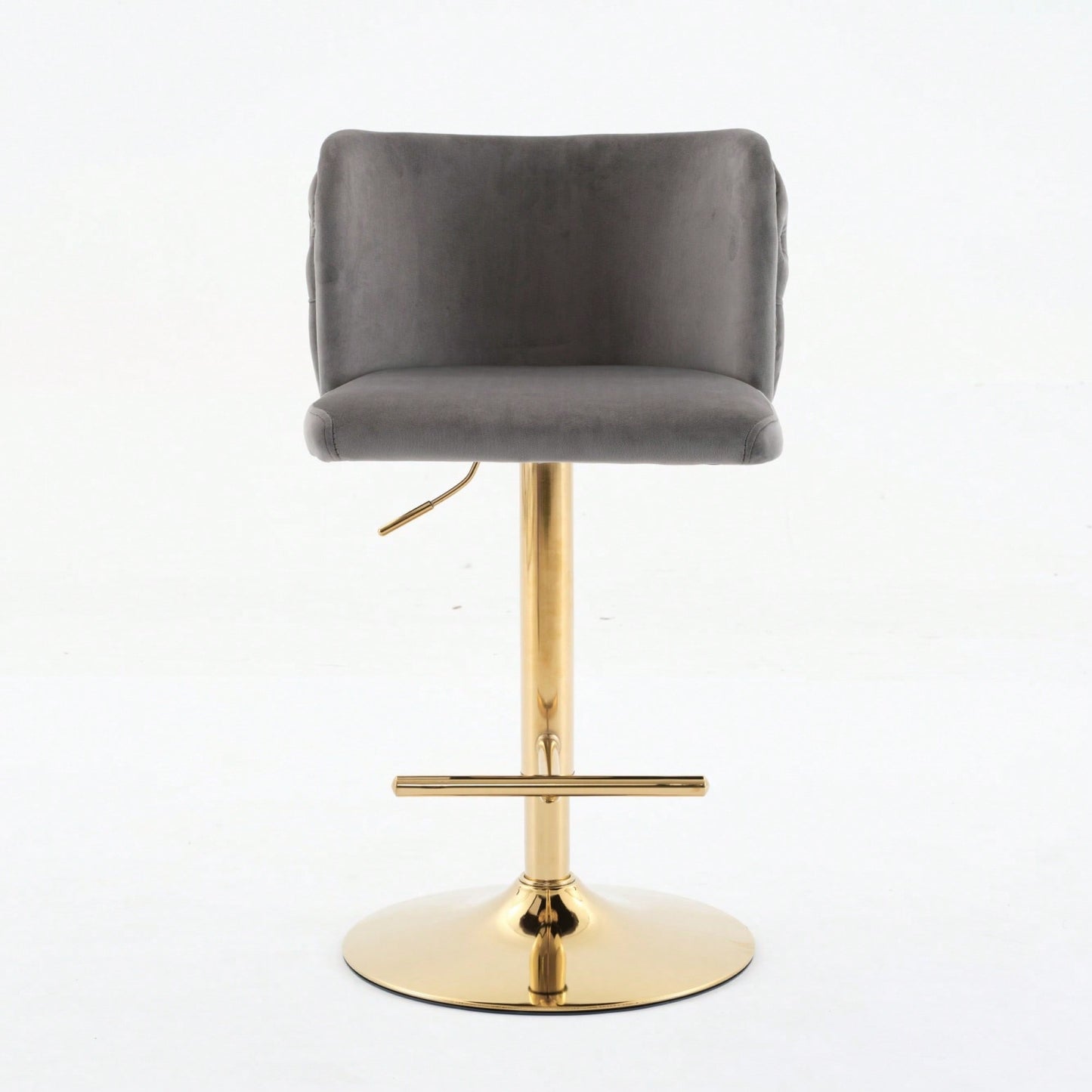 Elegant Adjustable Swivel Barstools with Gold Base Velvet Upholstered Tufted Back for Kitchen Islands and Home Bars Set of 2 Black