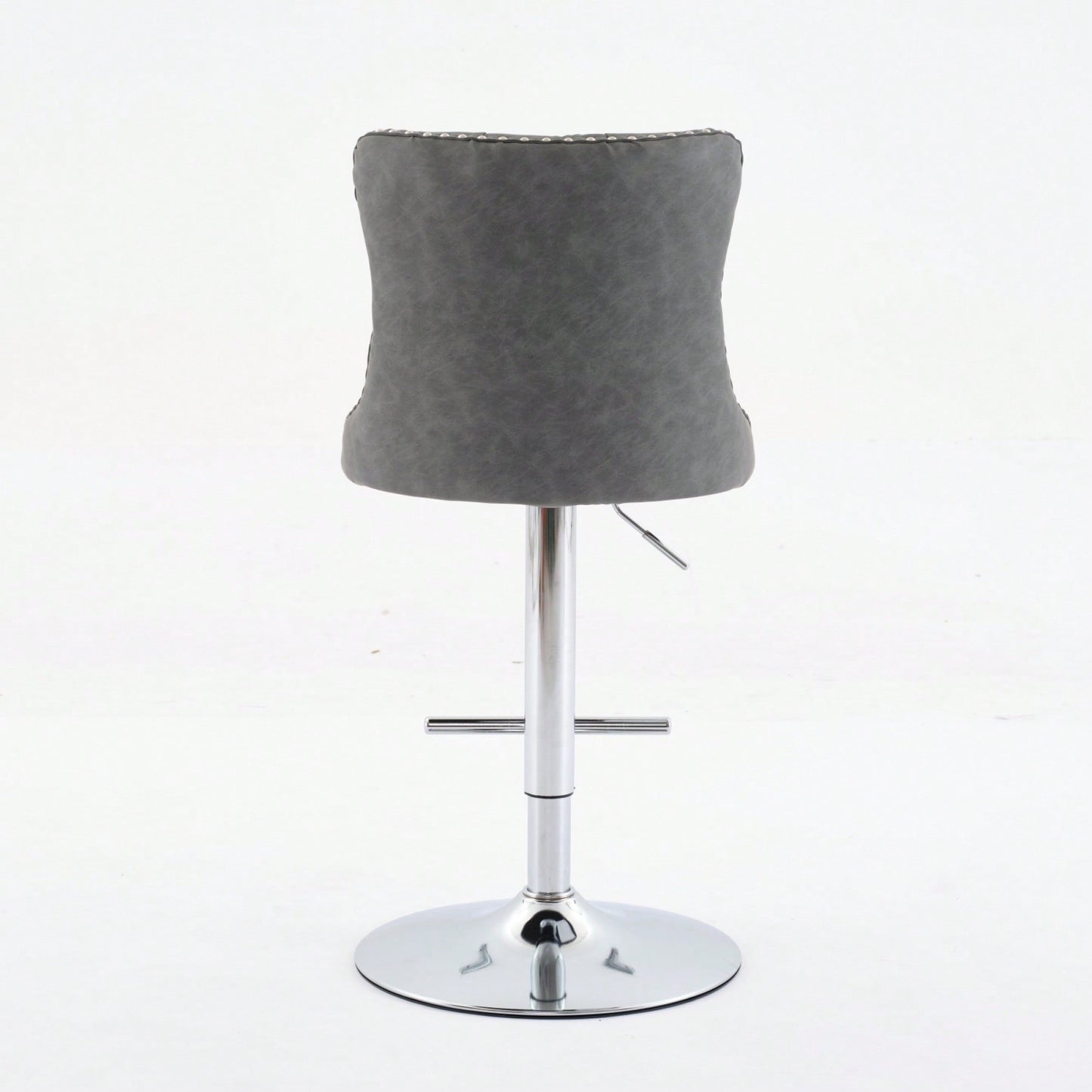Beige Adjustable Swivel PU Leather Bar Stools with Tufted Backs Chrome Base Set of 2 Height 25-33 Inches for Home Pub and Kitchen Island