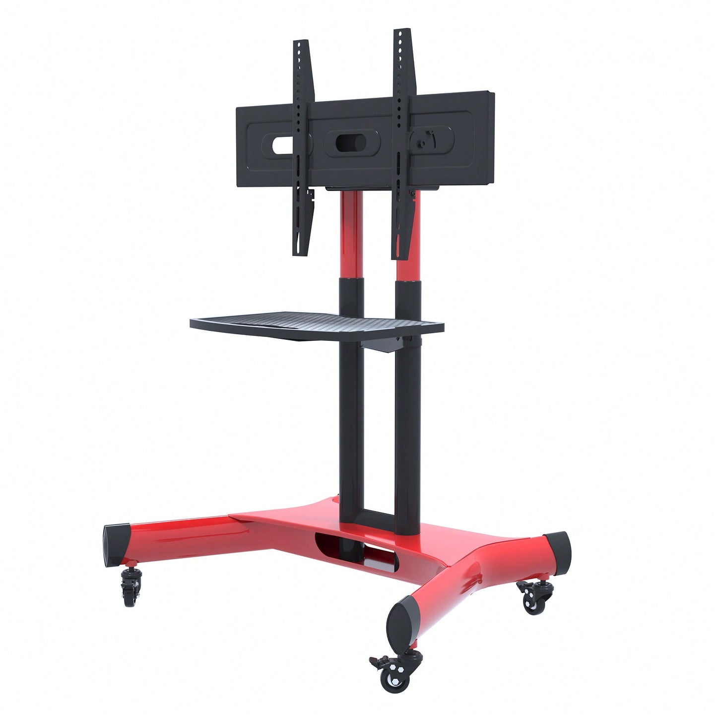 Height Adjustable Swivel TV Stand for 32-80 Inch TVs with Tilt Feature Fits VESA 600x400mm Red Color