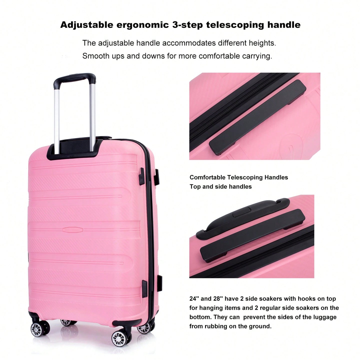 Lightweight Durable 3-Piece Hardshell Luggage Set With Spinner Wheels And TSA Lock - Stylish Purplish Blue Suitcases (20"/24"/28")