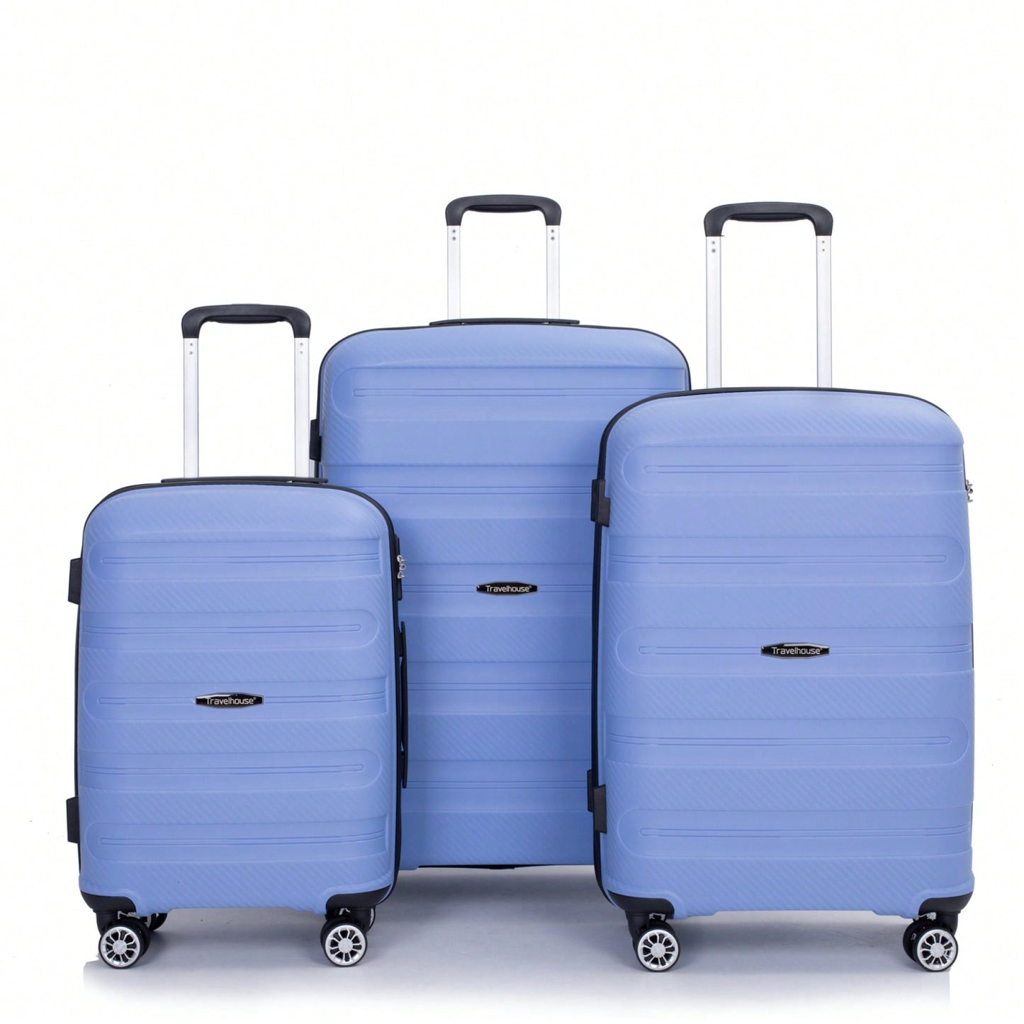 Lightweight Durable 3-Piece Hardshell Luggage Set With Spinner Wheels And TSA Lock - Stylish Purplish Blue Suitcases (20"/24"/28")
