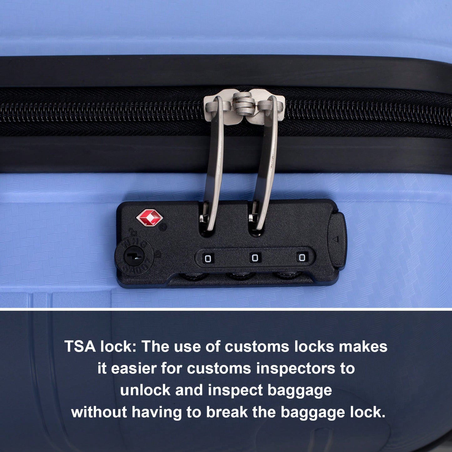 Lightweight Durable 3-Piece Hardshell Luggage Set With Spinner Wheels And TSA Lock - Stylish Purplish Blue Suitcases (20"/24"/28")
