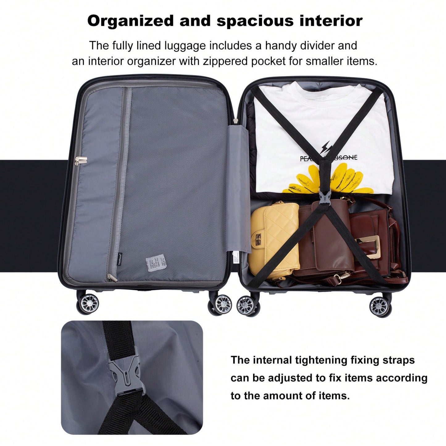 Lightweight Durable 3-Piece Hardshell Luggage Set With Spinner Wheels And TSA Lock - Stylish Purplish Blue Suitcases (20"/24"/28")