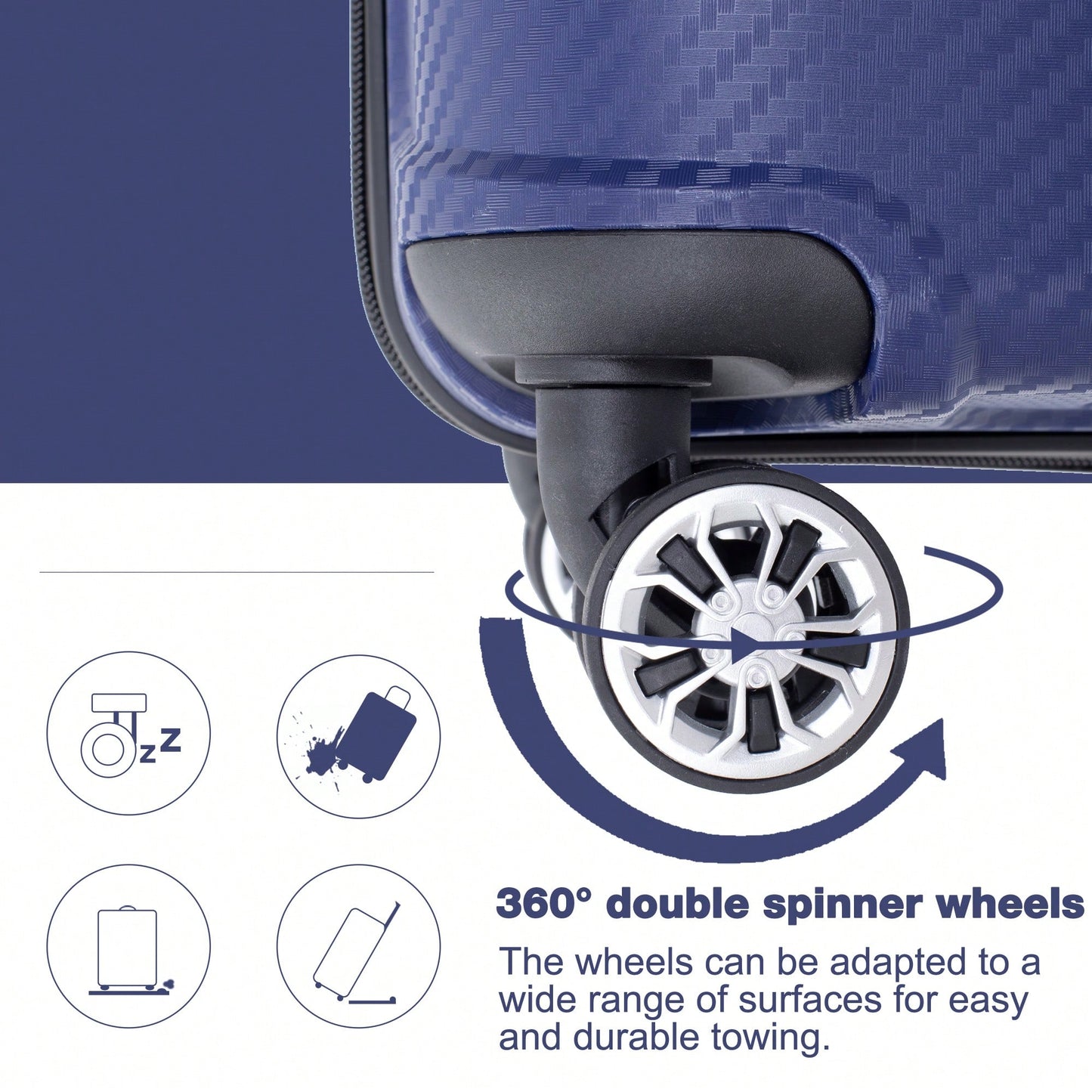 Lightweight Durable 3-Piece Hardshell Luggage Set With Spinner Wheels And TSA Lock - Stylish Purplish Blue Suitcases (20"/24"/28")