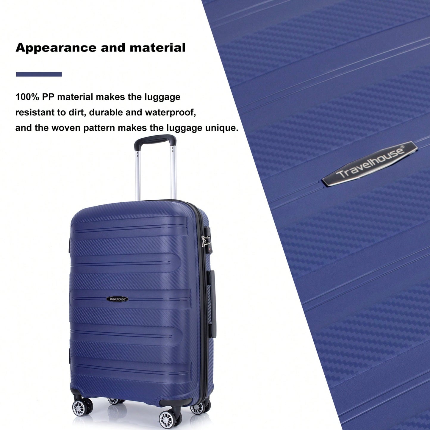 Lightweight Durable 3-Piece Hardshell Luggage Set With Spinner Wheels And TSA Lock - Stylish Purplish Blue Suitcases (20"/24"/28")