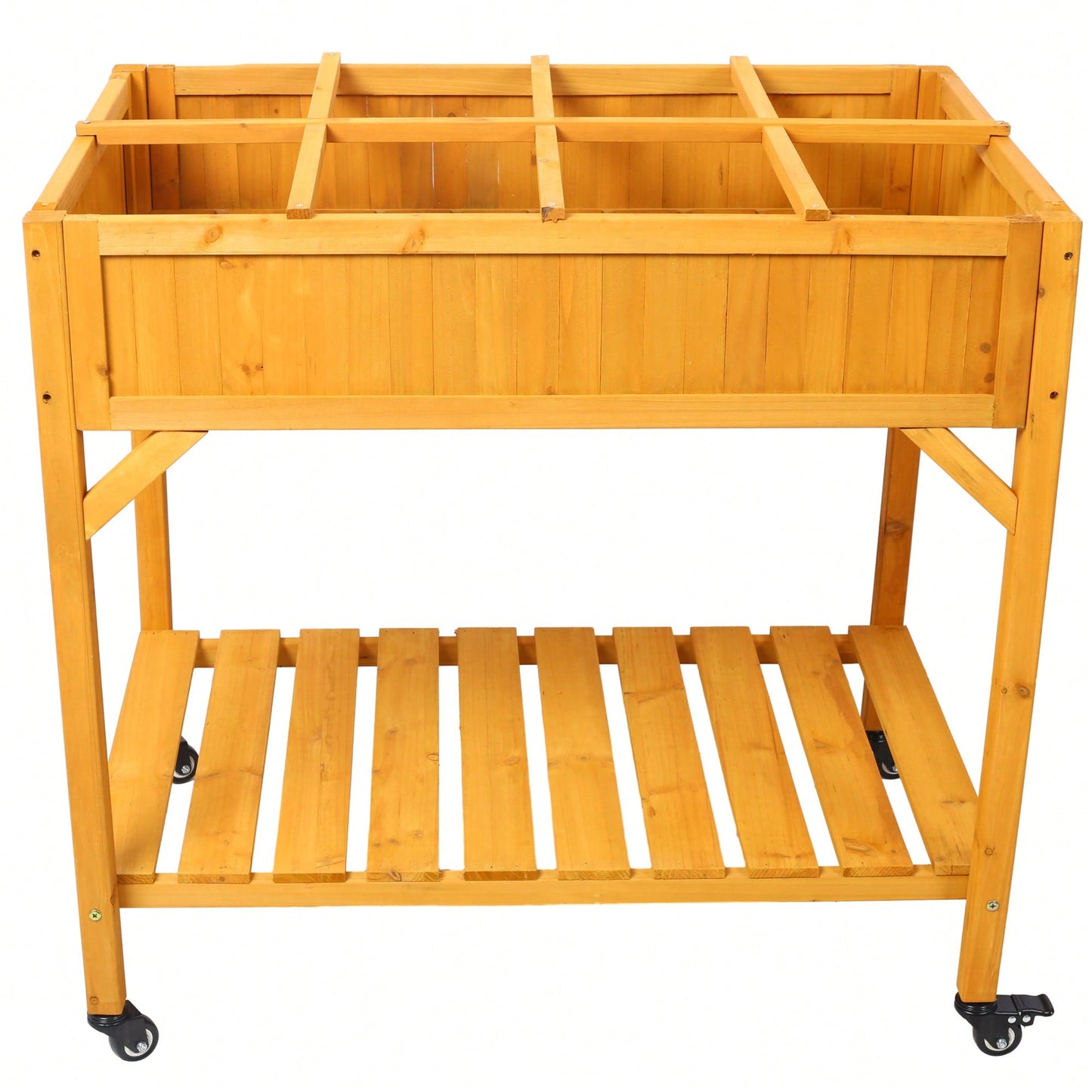 Customizable 8-Pocket Raised Garden Bed on Wheels with Storage Shelf for Herbs Vegetables and Flowers