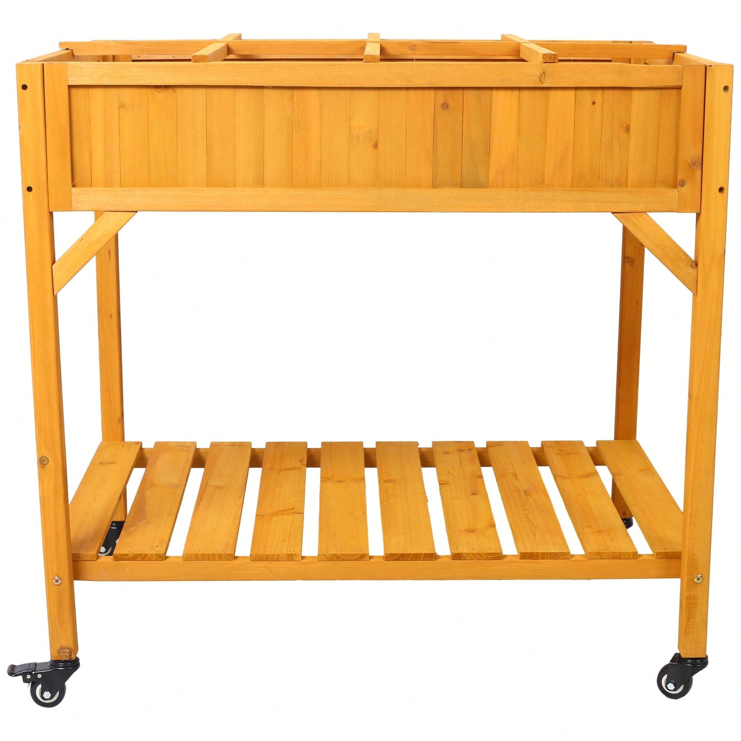 Customizable 8-Pocket Raised Garden Bed on Wheels with Storage Shelf for Herbs Vegetables and Flowers