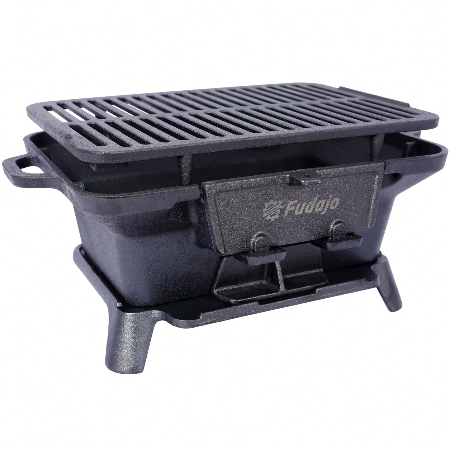 Portable Enameled Cast Iron Oval Grill for Outdoor BBQ Camping and Hibachi Style Cooking