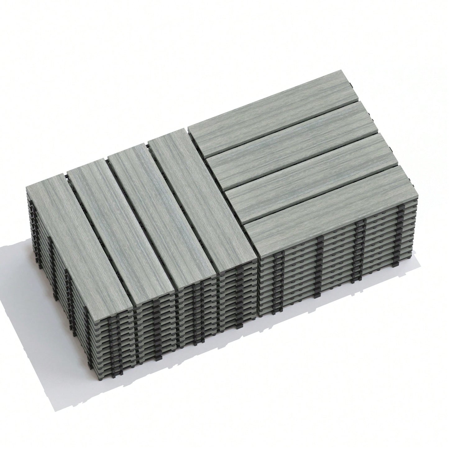 Durable Interlocking WPC Patio Deck Tiles Pack of 11 Water-Resistant Composite Flooring for Indoor Outdoor DIY Projects 11.8 Inch