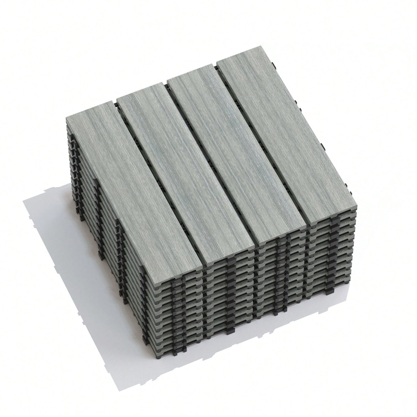 Durable Interlocking WPC Patio Deck Tiles Pack of 11 Water-Resistant Composite Flooring for Indoor Outdoor DIY Projects 11.8 Inch