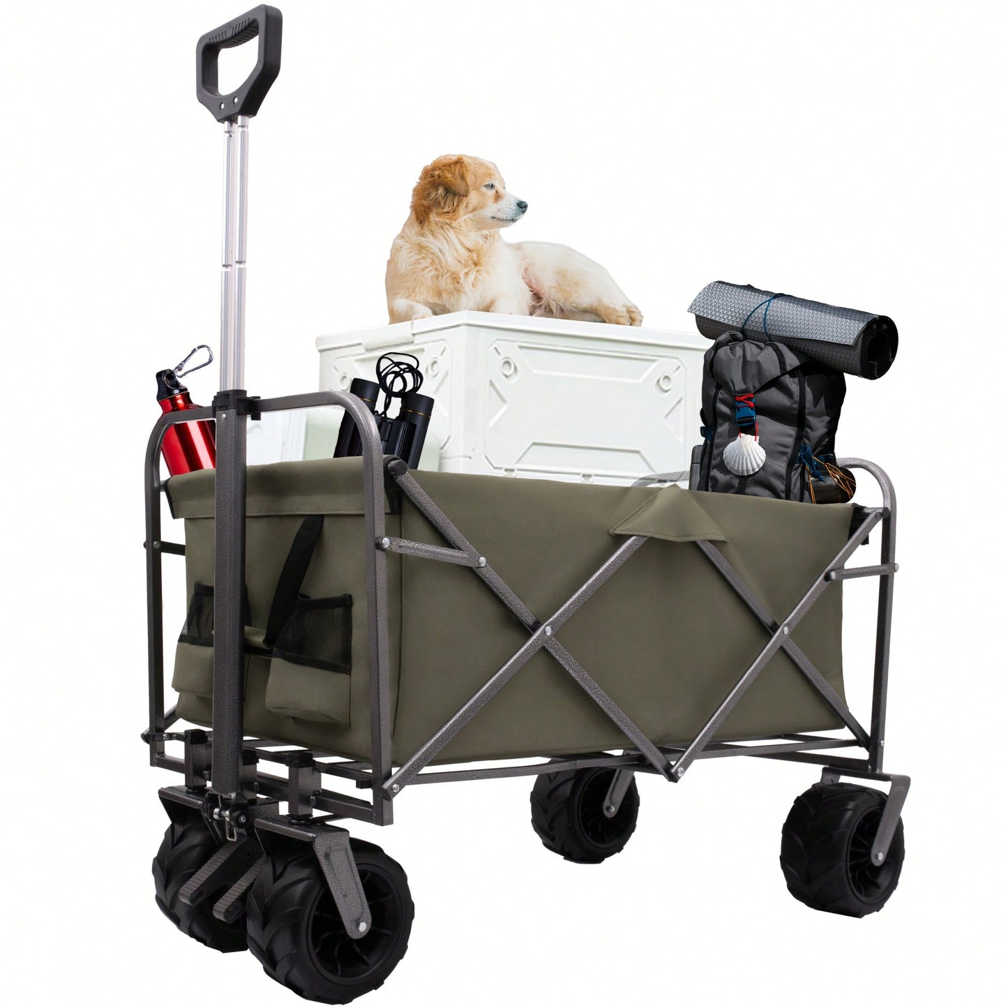 Versatile Folding Wagon For Kids - Portable Beach Trolley Cart For Outdoor Garden, Park, And Camping With Large Wheels