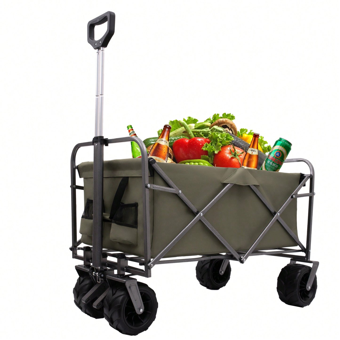 Versatile Folding Wagon For Kids - Portable Beach Trolley Cart For Outdoor Garden, Park, And Camping With Large Wheels