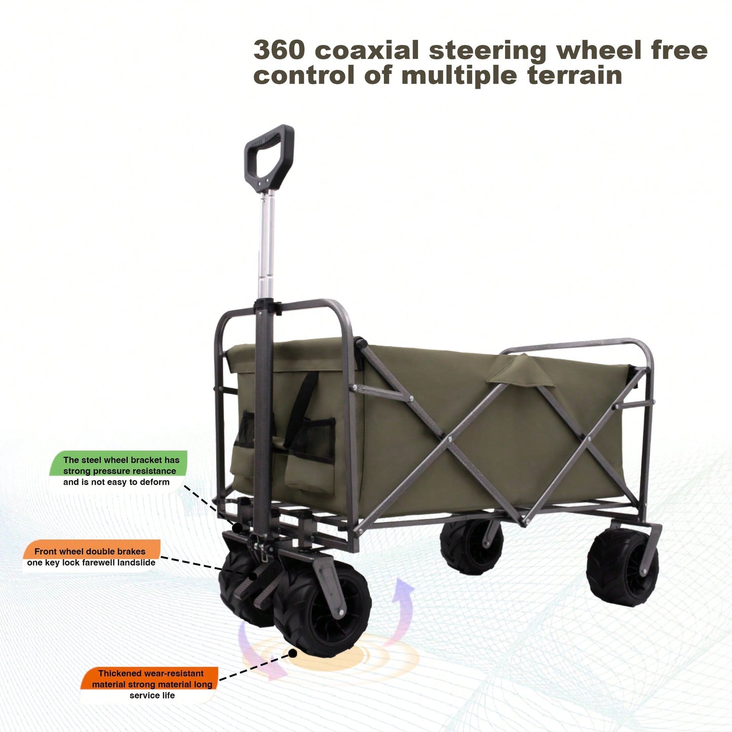 Versatile Folding Wagon For Kids - Portable Beach Trolley Cart For Outdoor Garden, Park, And Camping With Large Wheels