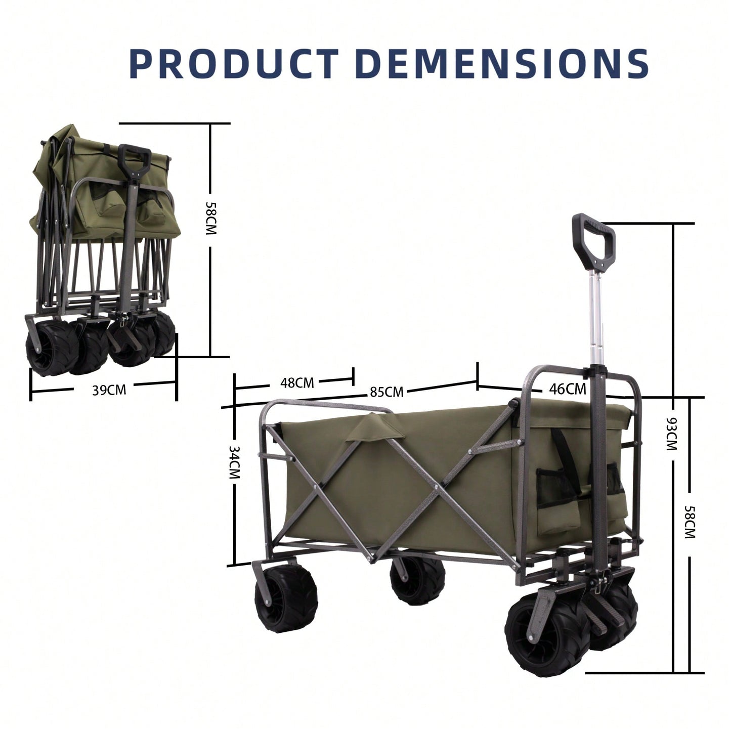 Versatile Folding Wagon For Kids - Portable Beach Trolley Cart For Outdoor Garden, Park, And Camping With Large Wheels