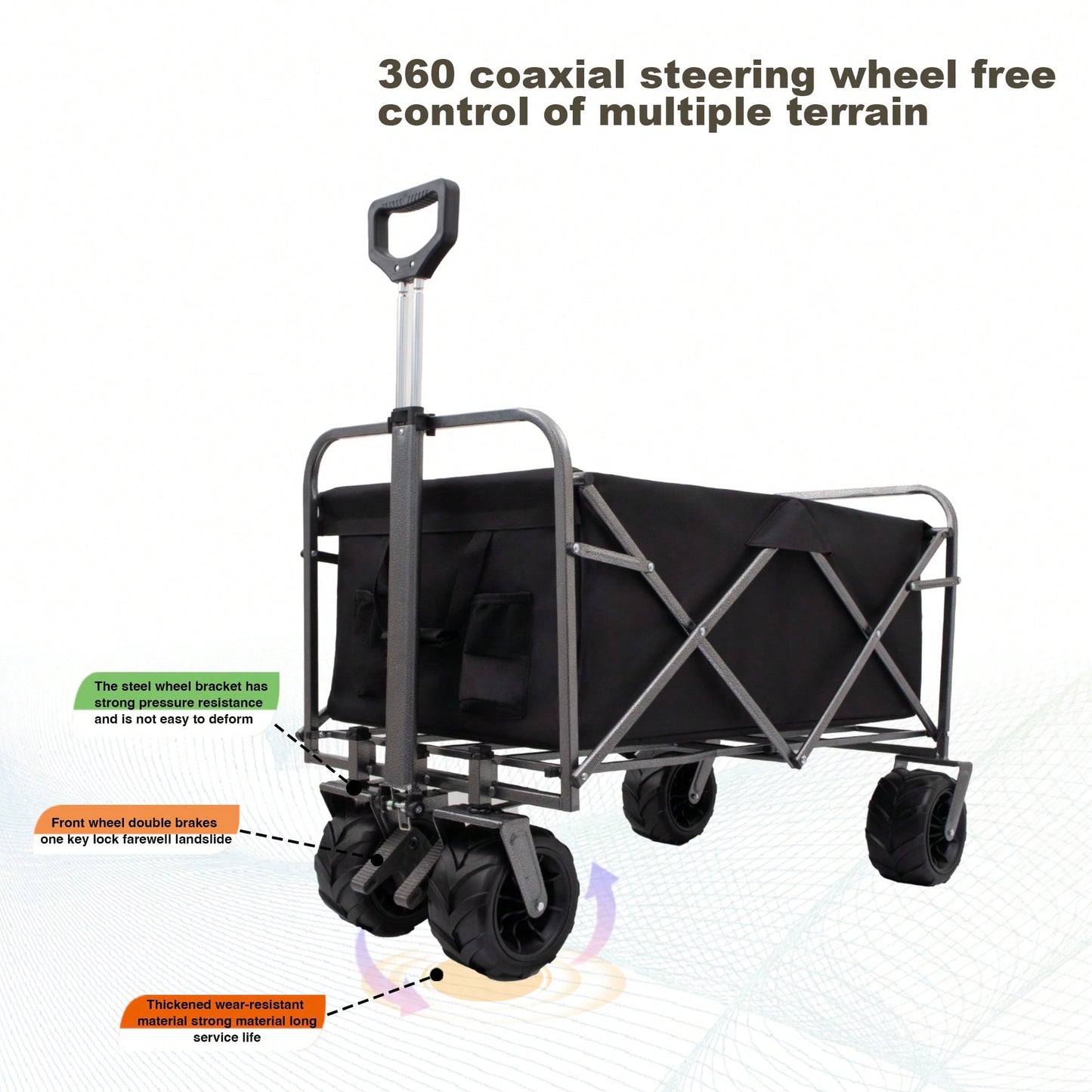 Versatile Folding Wagon For Kids - Portable Beach Trolley Cart For Outdoor Garden, Park, And Camping With Large Wheels