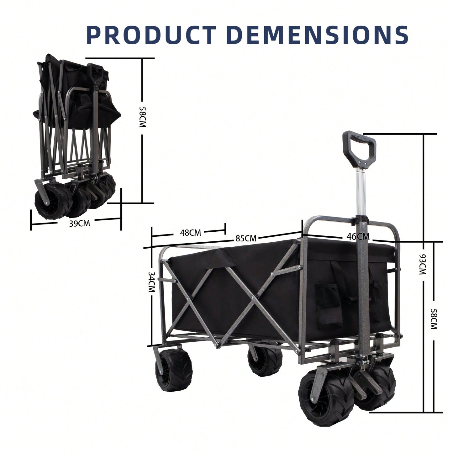 Versatile Folding Wagon For Kids - Portable Beach Trolley Cart For Outdoor Garden, Park, And Camping With Large Wheels